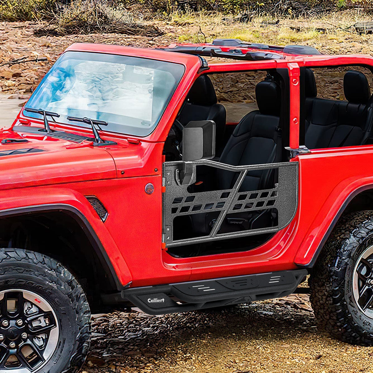 Running Boards & Side Step Compatible with 2018-2024 Jeep Wrangler JL 2 Doors, Heavy-Duty Steel Nerf Bars Step for Jeep JL, Black Powder Coated Side Steps