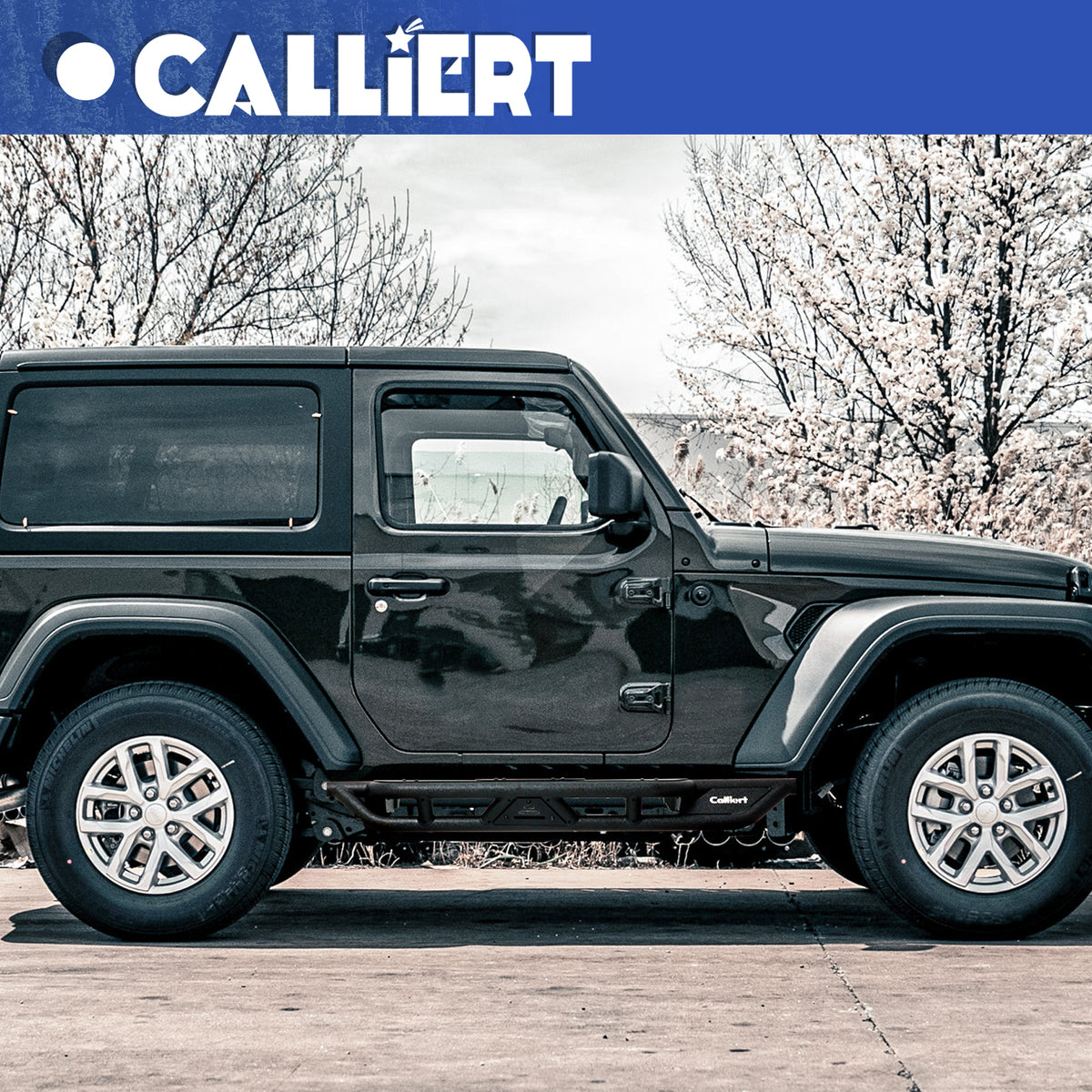 Running Boards & Side Step Compatible with 2018-2024 Jeep Wrangler JL 2 Doors, Heavy-Duty Steel Nerf Bars Step for Jeep JL, Black Powder Coated Side Steps