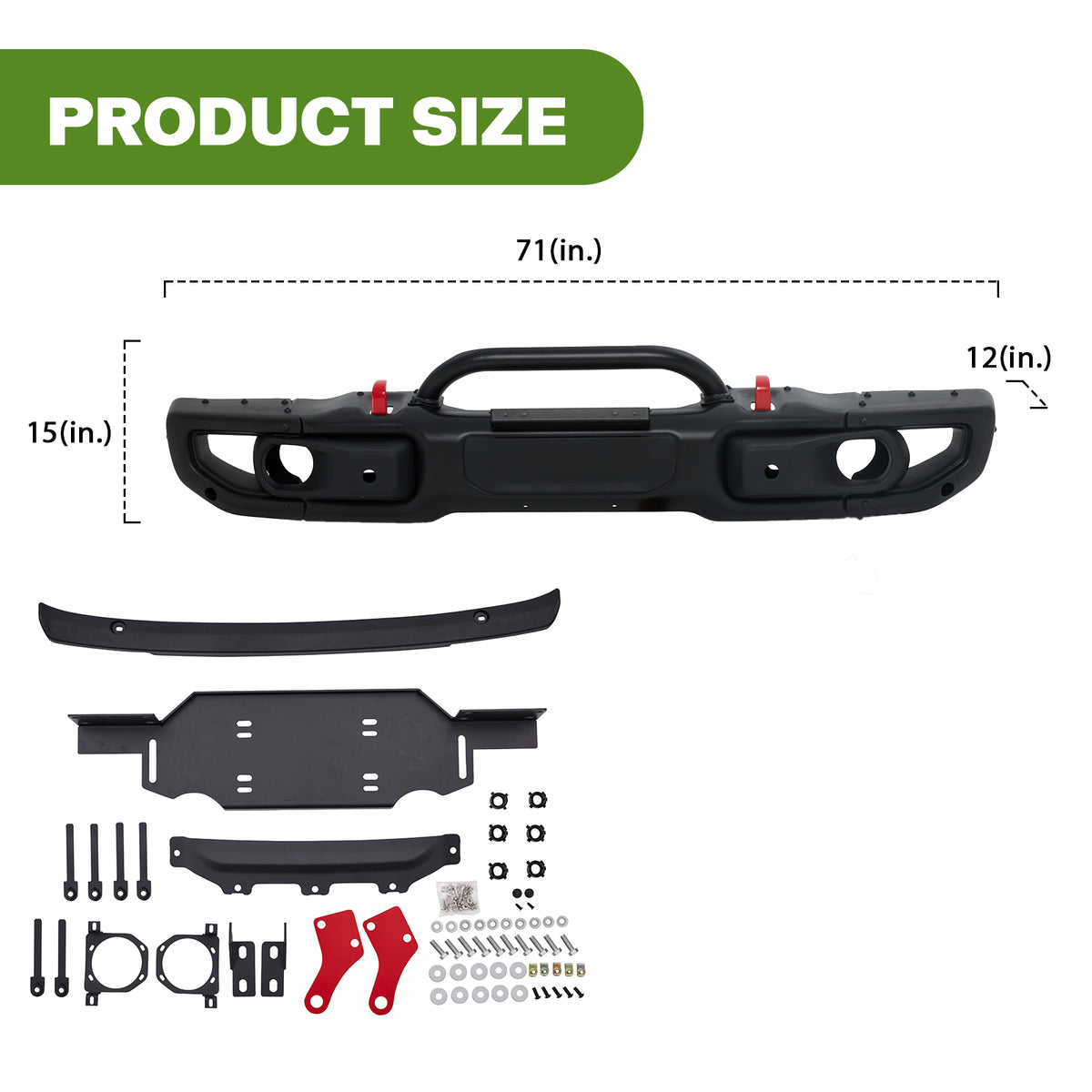 Front Bumper w/Sensors 10th Anniversary Compatible with Jeep Wrangler JL 2018-2024 Off Road Bumper