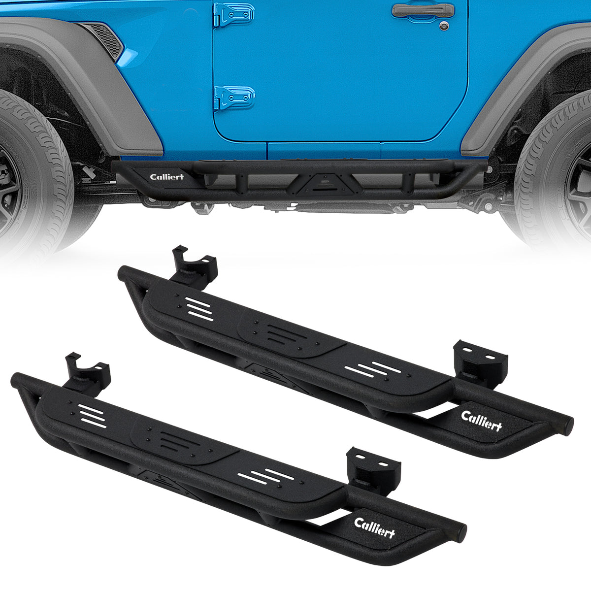 Running Boards ＆ Side Step Compatible with 2018-2024 Jeep Wrangler JL 2 Doors, Heavy-Duty Steel Nerf Bars Step for Jeep JL, Black Powder Coated Side Steps