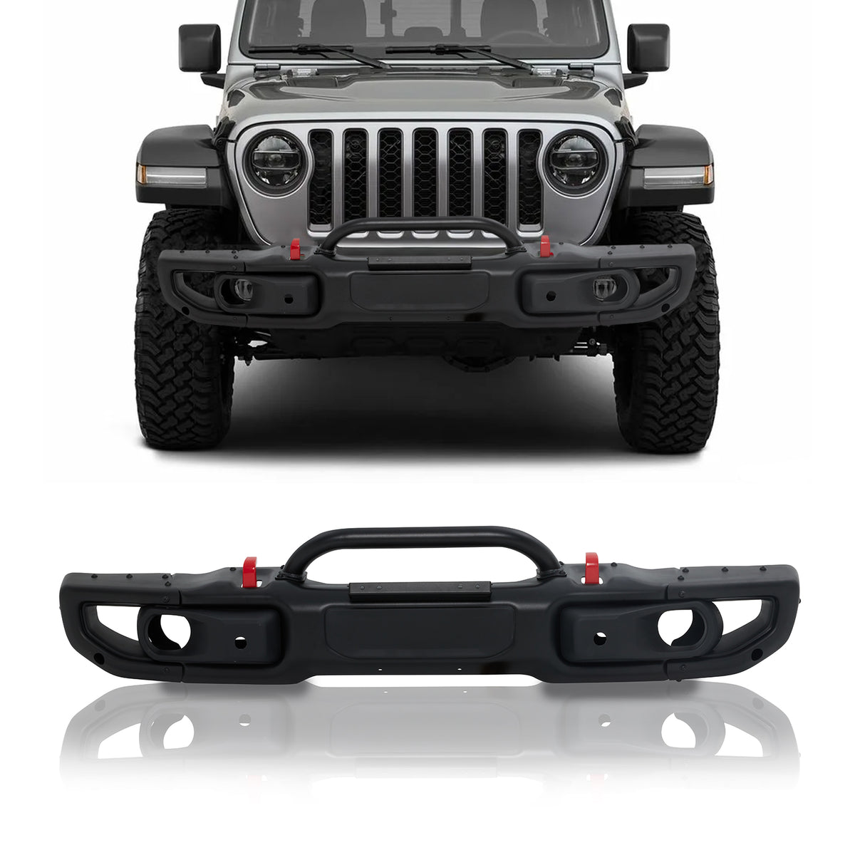 Front Bumper w/Sensors 10th Anniversary Compatible with Jeep Wrangler JL 2018-2024 Off Road Bumper